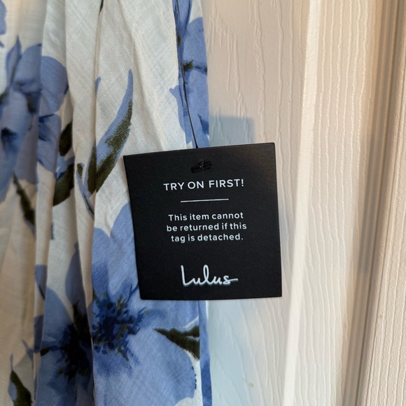 Lulu's Zahara Blue and White Floral Print Midi Dress - NWT! - Picture 7 of 14